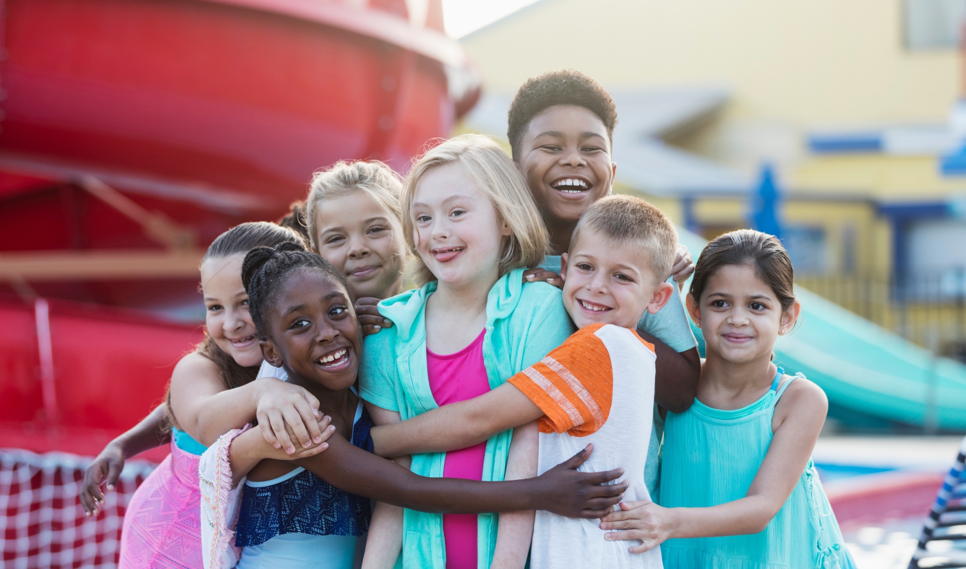 Diverse group of children outdoors